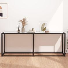Vidaxl Konzolna mizica beli marmor 200x35x75,5 cm kaljeno steklo