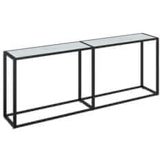 Vidaxl Konzolna mizica beli marmor 200x35x75,5 cm kaljeno steklo