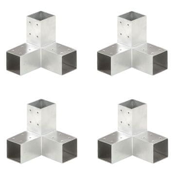 Vidaxl Spojniki za stebre 4 kosi Y oblike pocinkana kovina 71x71 mm