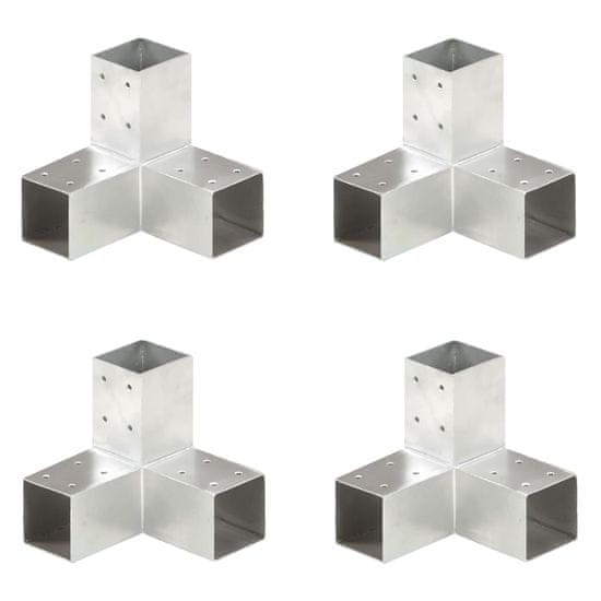 shumee vidaXL Spojniki za stebre 4 kosi Y oblike pocinkana kovina 71x71 mm
