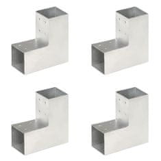 Vidaxl Spojniki za stebre 4 kosi L oblike pocinkana kovina 81x81 mm