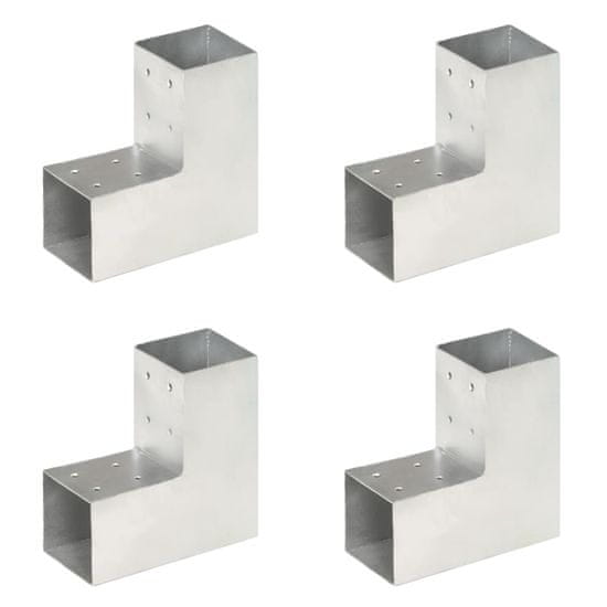 Vidaxl Spojniki za stebre 4 kosi L oblike pocinkana kovina 81x81 mm