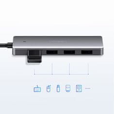 Ugreen CM219 USB HUB adapter 4x USB 3.2 / Micro USB, siva