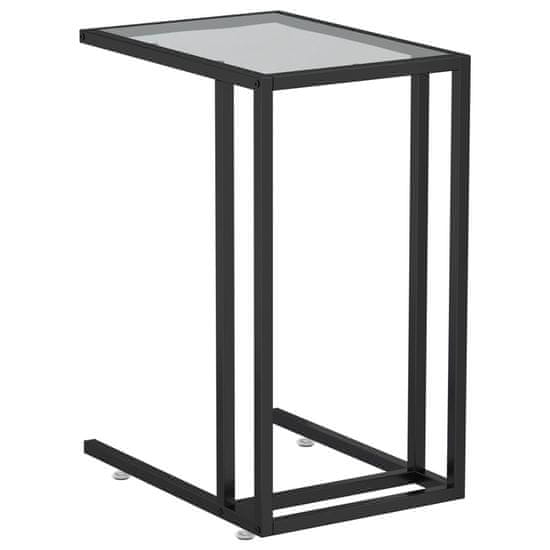 Vidaxl Računalniška stranska mizica črna 50x35x65 cm kaljeno steklo
