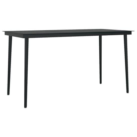 Vidaxl Vrtna jedilna miza črna 140x70x74 cm jeklo in steklo