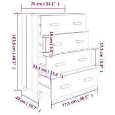 Vidaxl Komoda HAMAR medeno rjava 79x40x103,5 cm trdna borovina