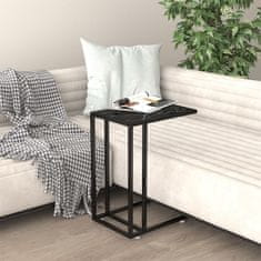 Vidaxl Računalniška stranska mizica črn marmor 50x35x65 cm steklo
