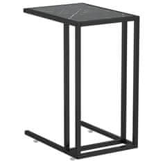 Vidaxl Računalniška stranska mizica črn marmor 50x35x65 cm steklo