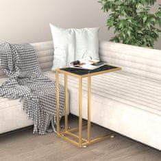 Vidaxl Računalniška stranska mizica črn marmor 50x35x65 cm steklo