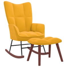 shumee Gugalni stol s stolčkom gorčično rumen žamet