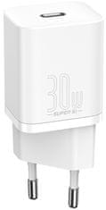 BASEUS Super Si adapter za hitro polnjenje IC 30 W, bel (CCSUP-J02)