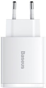 BASEUS Kompaktni adapter za hitro polnjenje 2x USB-A, 1x Type-C, 30 W, bel (CCXJ-E02)