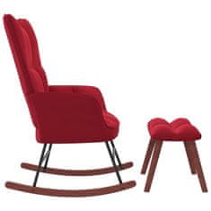 Vidaxl Gugalni stol s stolčkom vinsko rdeč žamet