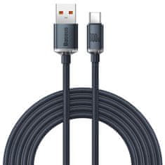 BASEUS Crystal Shine Series polnilni/podatkovni kabel USB-A/USB-C, 100 W, 2 m, črn (CAJY000501)