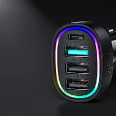 Joyroom JR-CL09 avto polnilec 3x USB 1x USB-C 45W, črna