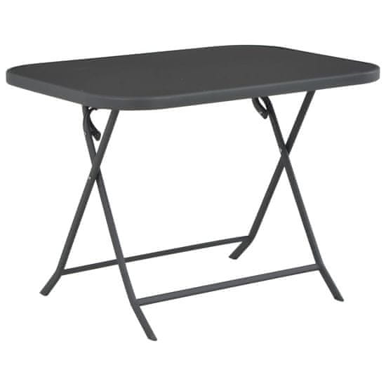Vidaxl Zložljiva vrtna miza siva 100x75x72 cm steklo in jeklo