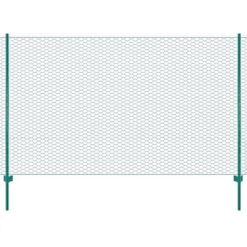 Vidaxl Žična mrežna ograja s stebrički jeklo 25x2 m zelena