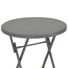 Greatstore Zložljiva bistro miza siva 60x70 cm steklo in jeklo