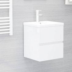 Vidaxl Omarica za umivalnik visok sijaj bela 41x38,5x45 cm iverna pl.