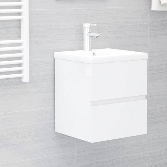 Vidaxl Omarica za umivalnik visok sijaj bela 41x38,5x45 cm iverna pl.