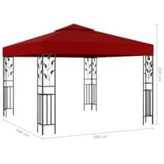 Vidaxl Paviljon z lučkami 3x3 m vinsko rdeč