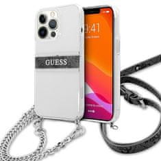 Guess GUHCP13LKC4GBSI iPhone 13 Pro / 13 6,1" prozoren trdi ovitek 4G Grey Strap Silver Chain