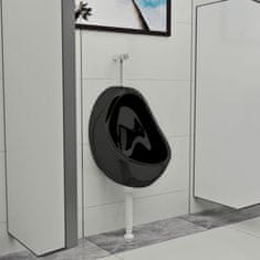 Vidaxl Stenski pisoar z izplakovalnim ventilom keramičen črn
