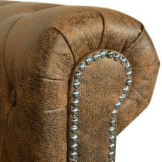 Vidaxl Chesterfield Kavč Dvosed in Trosed Komplet Rjave Barve
