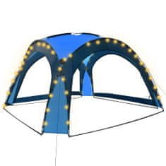 Vidaxl Vrtni šotor z LED lučmi in 4 stranicami 3,6x3,6x2,3 m moder