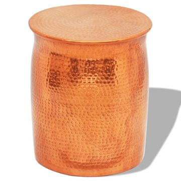 Vidaxl Sploščen aluminij stolček/odstavna mizica barva medenine/bakra