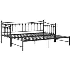 Vidaxl Izvlečni posteljni okvir črn iz kovine 90x200 cm