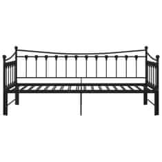 Vidaxl Izvlečni posteljni okvir črn iz kovine 90x200 cm