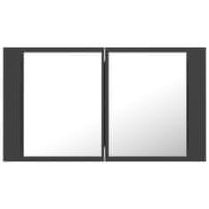 Vidaxl LED kopalniška omarica z ogledalom siva 80x12x45 cm