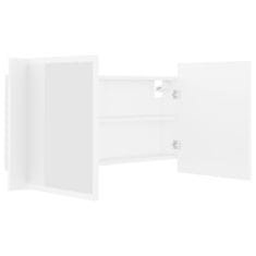 Vidaxl LED kopalniška omarica z ogledalom bela 90x12x45 cm akril