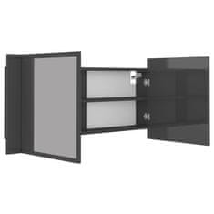 Vidaxl LED kopalniška omarica z ogledalom visok sijaj siva 100x12x45cm
