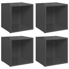 Vidaxl TV omarice 4 kosi visok sijaj sive 37x35x37 cm iverna plošča