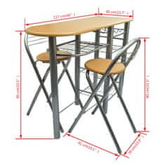 Vidaxl Komplet mize in stolov za kuhinjo / zajtrk bar les