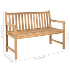 Vidaxl Vrtna klop s sivo blazino 120 cm trdna tikovina