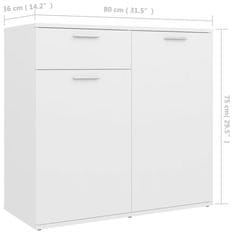 Vidaxl Komoda bela 80x36x75 cm iverna plošča