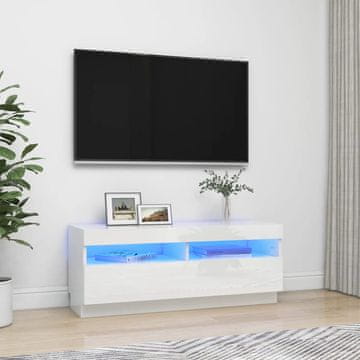 Vidaxl vidaXL TV omarica z LED osvetlitvijo sijajno bela 100x35x40 cm
