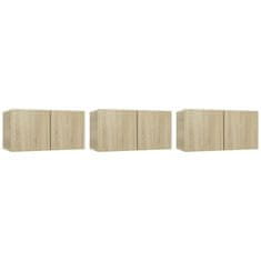 Vidaxl Viseče TV omarice 3 kosi sonoma hrast 60x30x30 cm