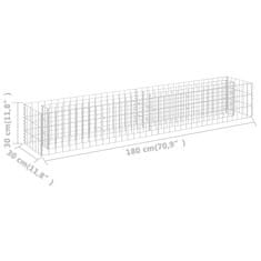 Vidaxl Visoka greda gabion pocinkano jeklo 180x30x30 cm
