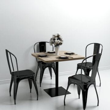 Vidaxl vidaXL MDF bistro miza z jeklenim podnožjem 80x80x75 cm hrast