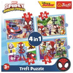 Trefl Puzzle Spidey in njegovi neverjetni prijatelji 4 v 1 (12,15,20,24 kosov)