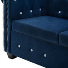 Vidaxl Kavč Chesterfield L oblike žametna obloga 199x142x72 cm moder