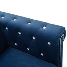 Vidaxl Kavč Chesterfield L oblike žametna obloga 199x142x72 cm moder