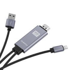 Kaku KSC-556 kabel USB - Lightning / HDMI 1m, siva