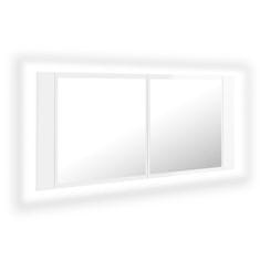Vidaxl LED kopalniška omarica z ogledalom visok sijaj bela 100x12x45cm