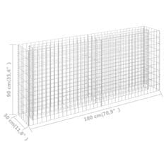 Vidaxl Visoka greda gabion pocinkano jeklo 180x30x90 cm