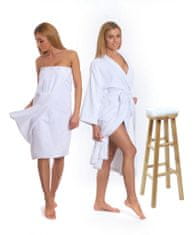 Interkontakt Komplet bela: kopalni plašč KIMONO + ženski kilt za savno + kopalna brisača Kopalni plašč velikost M